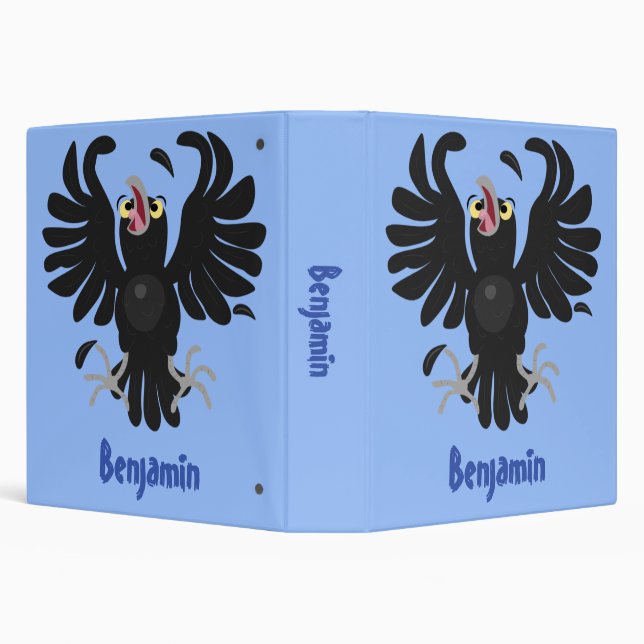Funny crazy crow raven cartoon illustration binder (Background)