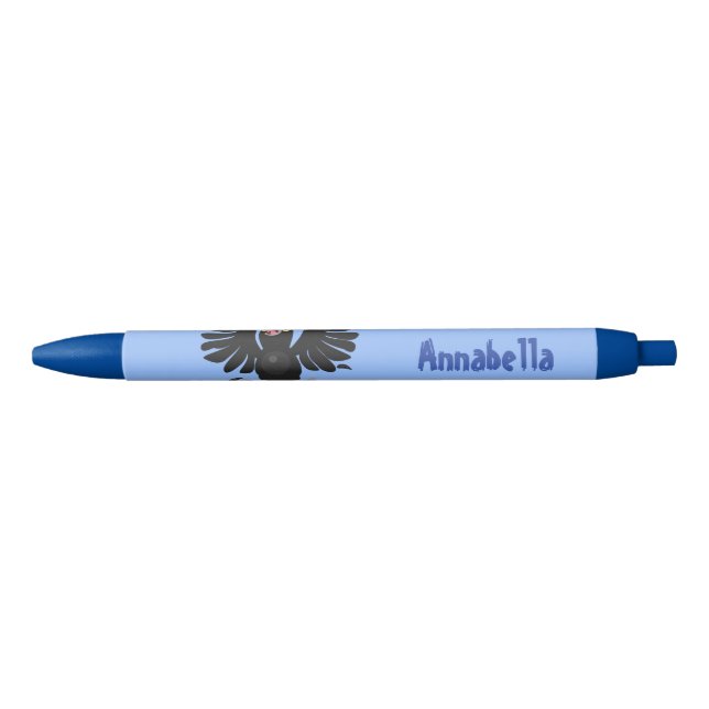 Funny crazy crow raven cartoon illustration black ink pen (Front)