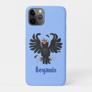 Funny crazy crow raven cartoon illustration iPhone 11 pro case