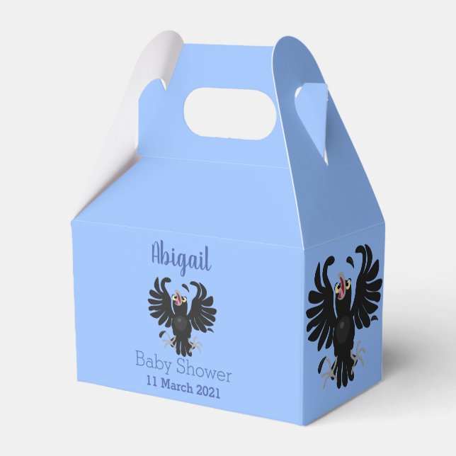 Funny crazy crow raven cartoon illustration favor box (Front Side)