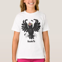 Funny crazy crow raven cartoon illustration