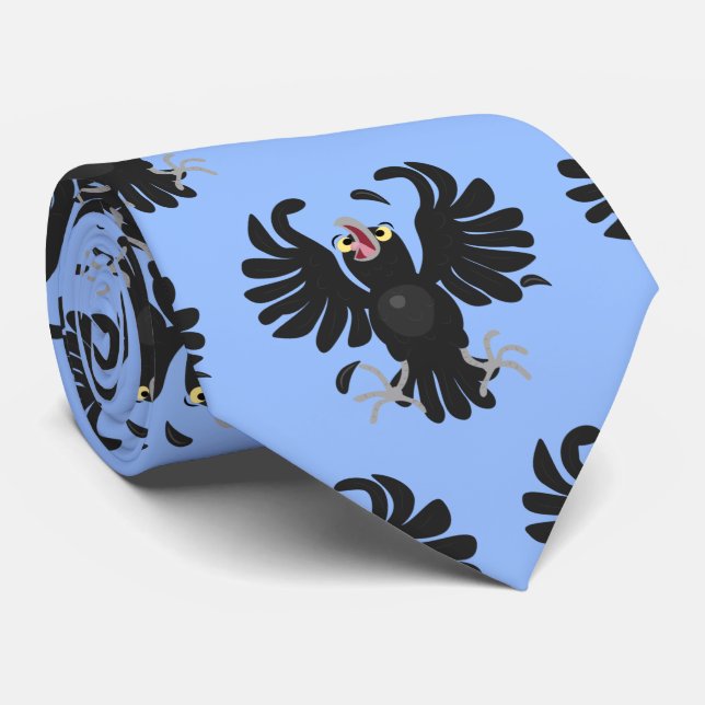 Funny crazy crow raven cartoon illustration tie (Rolled)