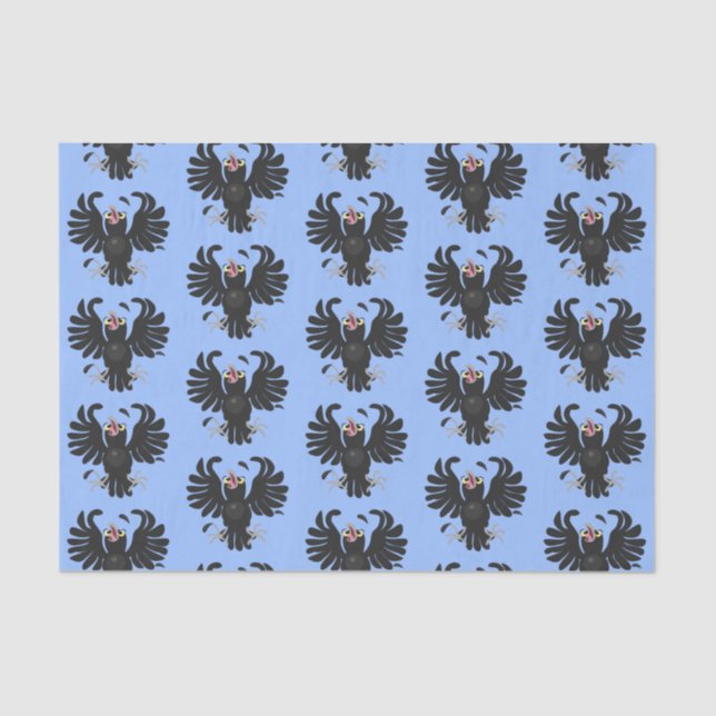 Funny crazy crow raven cartoon illustration tissue paper (Front)
