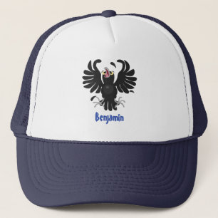 Funny crazy crow raven cartoon illustration trucker hat