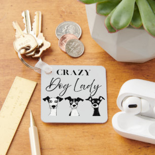 Funny Crazy Dog Lady Keychain