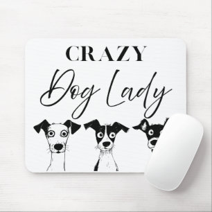Funny Crazy Dog Lady Mouse Pad