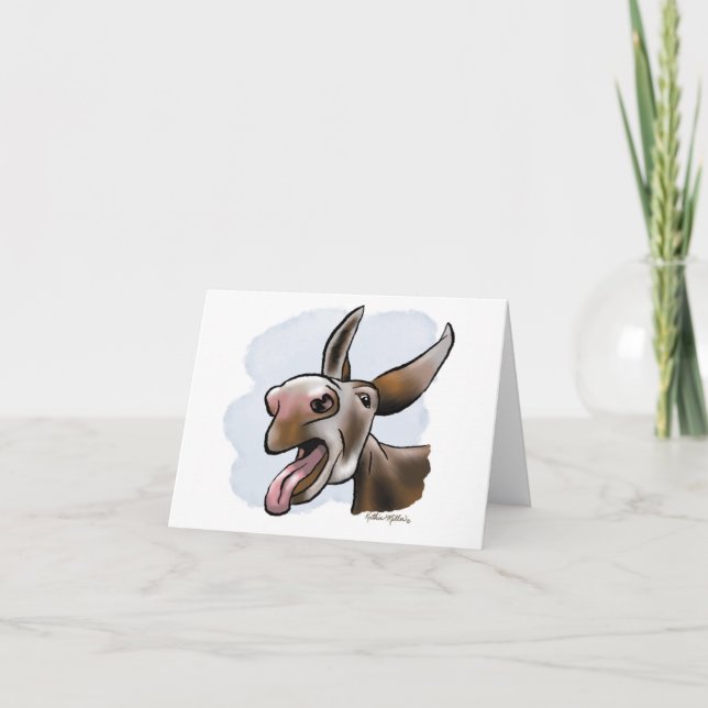 Funny Crazy Donkey Cartoon Thank You Card (Front)