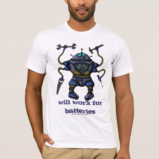 Funny crazy robot t-shirt design (Front)