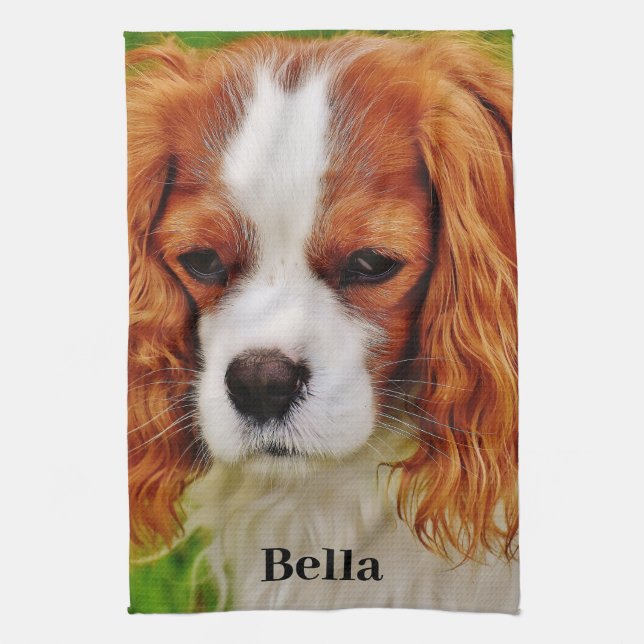 Funny Create Your Own Dog Lover Pet Photo and Name Kitchen Towel (Vertical)