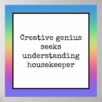 Funny Creative Genius Housekeeper Rainbow Poster