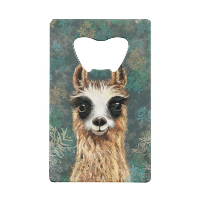 Funny Credit Card Bottle Opener Curious Llama (Back)