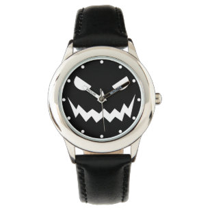 Funny Creepy Black And White Haunted Monster Face Watch