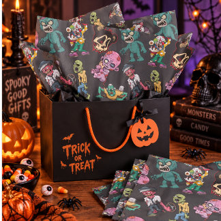 Funny Creepy Cartoon Monster Halloween Tissue Paper