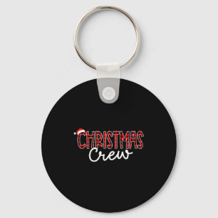Funny Crew Santa Hat Christmas Red Plaid Xmas Fami Keychain
