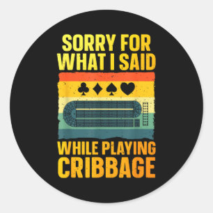 Funny Cribbage Art For Men Women Card Game Cribbag Classic Round Sticker