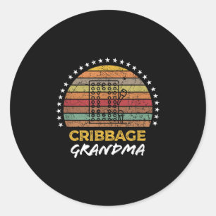 Funny Cribbage Grandma Board Game Quote Graphic Classic Round Sticker