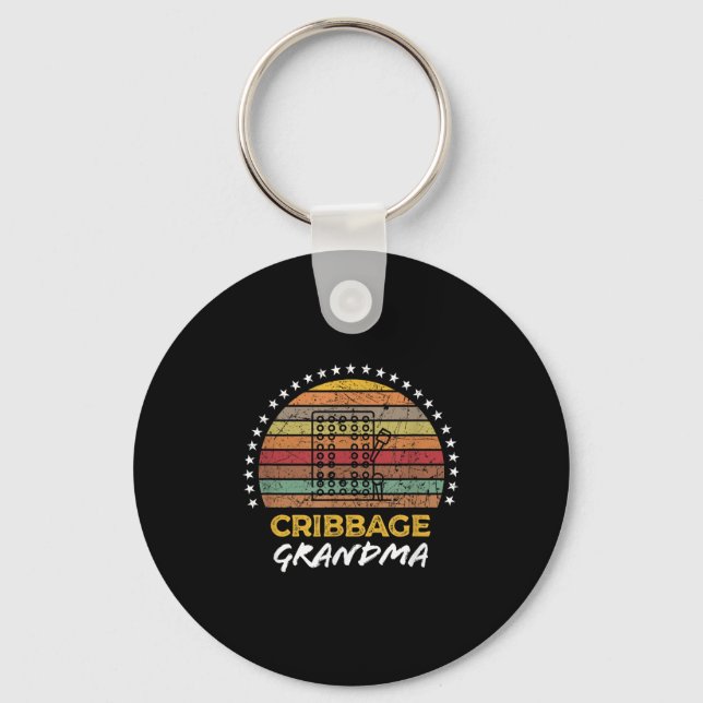 Funny Cribbage Grandma Board Game Quote Graphic  Keychain (Front)