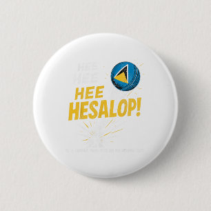 Funny Cricket Fans Hesalop Saint Lucian Flag Men's 2 Inch Round Button