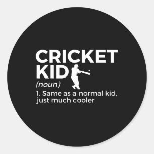 Funny Cricket Kid Definition Classic Round Sticker