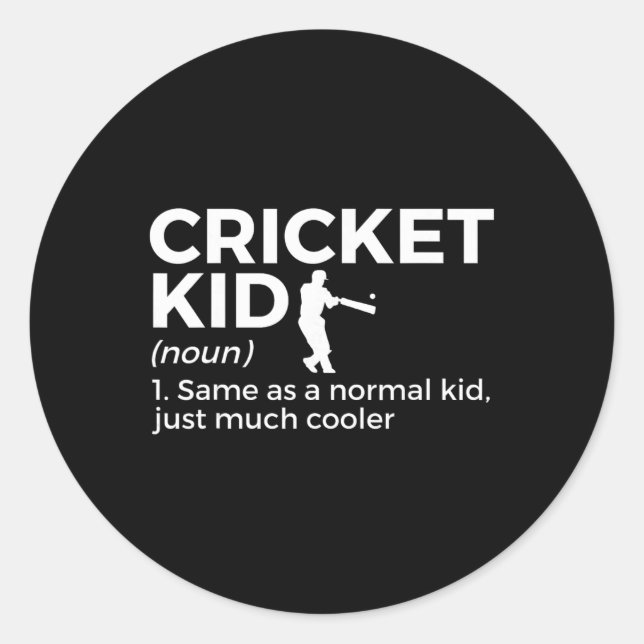 Funny Cricket Kid Definition  Classic Round Sticker (Front)