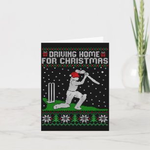 Funny Cricket Player Driving Home For Christmas Sw Card