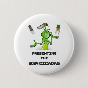 Funny Cricket Presenting Cicadas Bugs Insects Inva 2 Inch Round Button