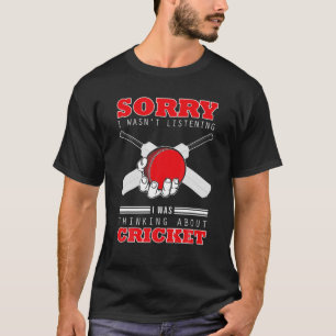 Funny Cricket Shoes Jersey Thinking About Cricket T-Shirt
