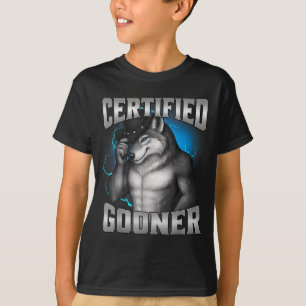 Funny Cringe Sigma Wolf Certified Gooner  T-Shirt