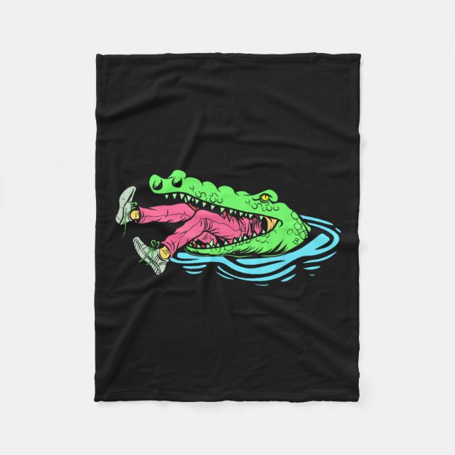 Funny Croc Hunter Hunting Season Crocodile Hunting Fleece Blanket (Front)