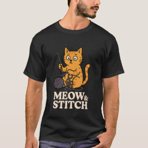 Funny Crochet Cat Mom Yarn Lover Pun Humour Handma T-Shirt