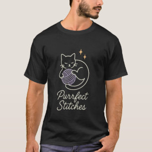 Funny Crochet Cat Mom Yarn Lover Pun Humour Handma T-Shirt