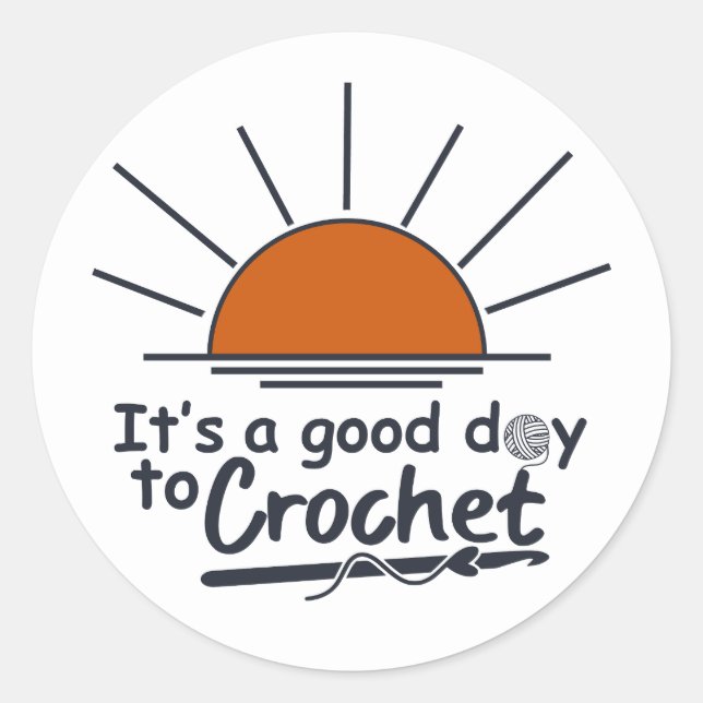 funny crochet classic round sticker (Front)