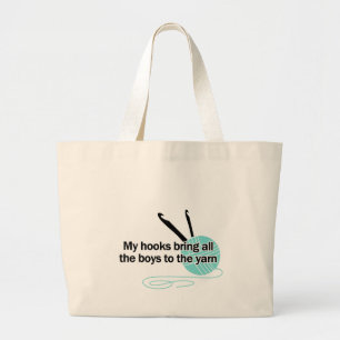 funny crochet humour crocheter hook yarn ball large tote bag