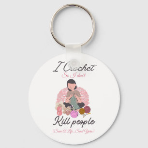 Funny Crochet Quote Yarn Lover Design Keychain