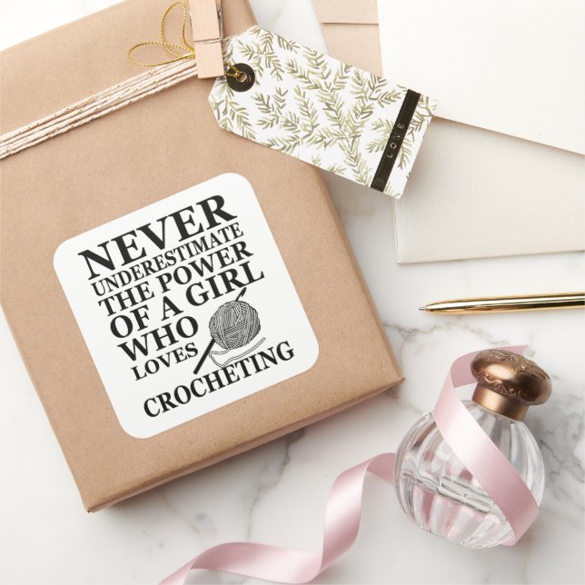 Funny crochet quotes crocheters gift square sticker (Gifting)