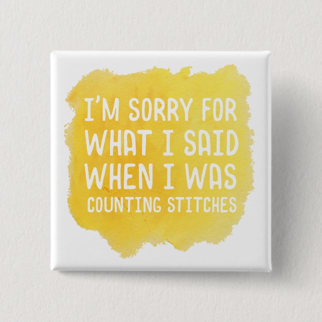 Funny Crochet Stitch 2 Inch Square Button (Front)