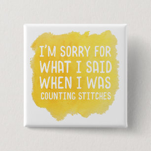 Funny Crochet Stitch 2 Inch Square Button