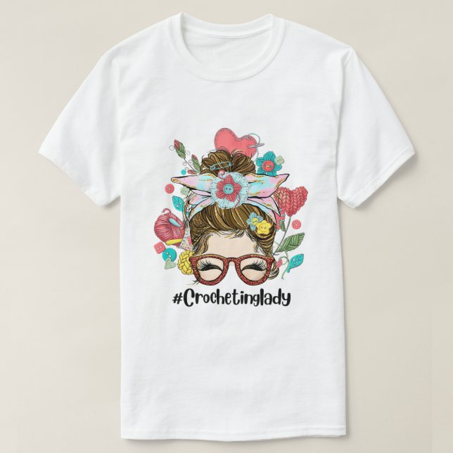 Funny Crocheting Colourful Yarn Weekend Happy Leop T-Shirt (Design Front)