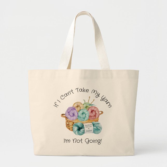 Funny Crocheting Personalized Large Tote Bag (Front)
