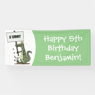 Funny crocodile aligator with sign cartoon