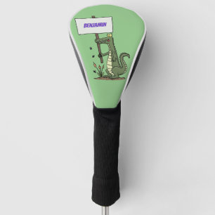 Funny crocodile aligator with sign cartoon golf head cover