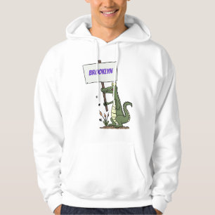 Funny crocodile aligator with sign cartoon hoodie