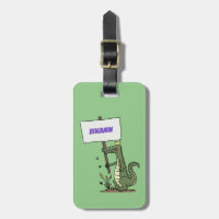 Funny crocodile aligator with sign cartoon