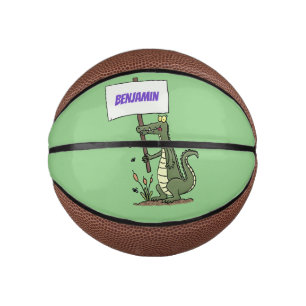 Funny crocodile aligator with sign cartoon mini basketball