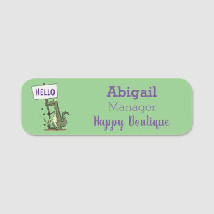 Funny crocodile aligator with sign cartoon name tag