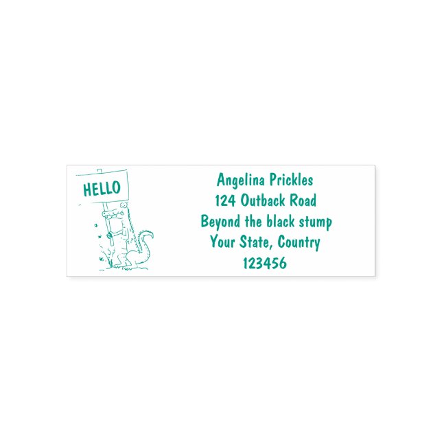 Funny crocodile aligator with sign cartoon self-inking stamp (Design)