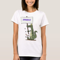 Funny crocodile aligator with sign cartoon