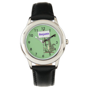 Funny crocodile aligator with sign cartoon watch