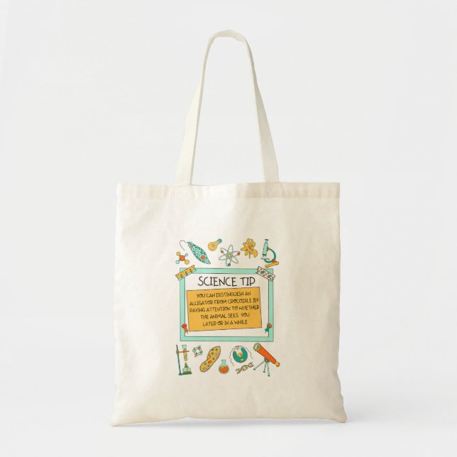 Funny Crocodile Alligator Science Tip Tote Bag (Front)