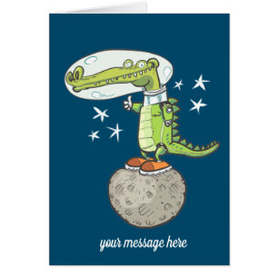 funny crocodile astronaut in space cartoon